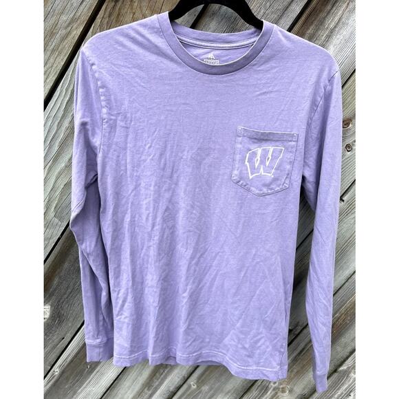 Univ. Of Wisconsin Purple Pink Adult Long Sleeve with Pocket Shirt- Small - Picture 1 of 6